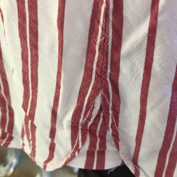 Beach Lunch Lounge Red White Striped Button Down Shirt with Pocket Women's Small - Picture 4 of 9